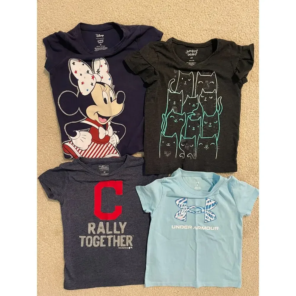 38 Pc Girls LOT Size XS 4-5 4T Clothing Dresses Tops Sleep Minnie Good/Play cond